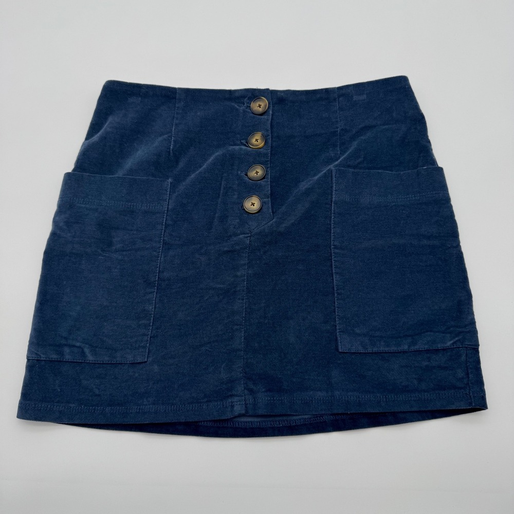 BDG Urban Outfitters Blue Corduroy Button Front A Line Mini Skirt Womens Size M - Picture 2 of 5